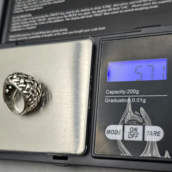 VTG Sterling Silver Woven Dome Ring Size 6 Basket Weave Texture Signed F 5.71g - Picture 9 of 9